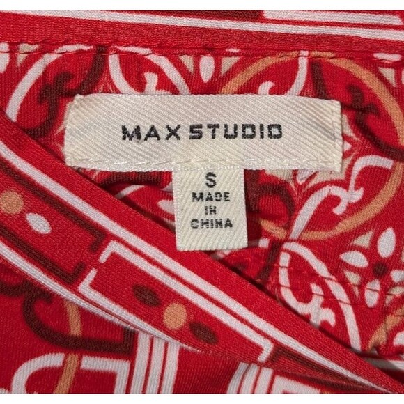 Max Studio Dress S Red Medallion Print A Line Halter Neck Strappy Back Summer - Picture 8 of 9